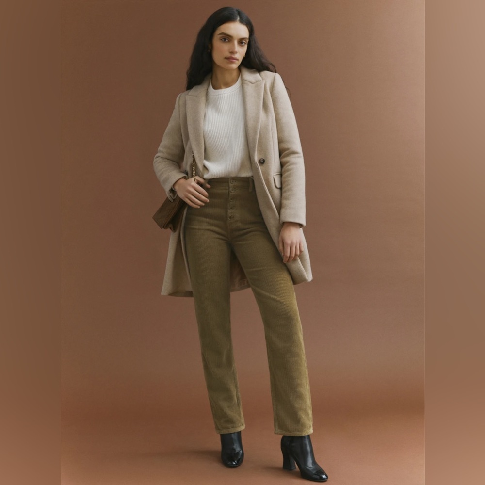 Reformation Cynthia Button Fly High Rise Straight Corduroy Pants